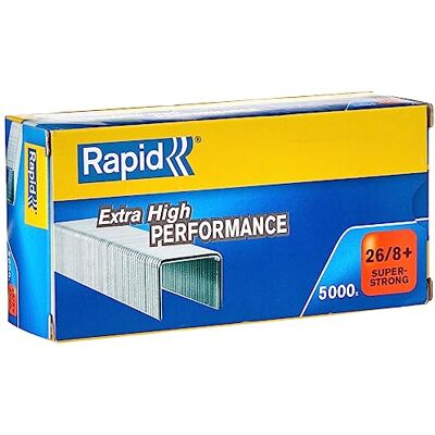 Rapid Heftklammern Super Starke Heftklammern N ° 26, Länge 8,5 mm, 5000 Heftklammern, Heftklammer bis 60 Blatt, verzinkter Stahldraht, 24862200 Rapid Heftklammern Super Starke Heftklammern N ° 26, Länge 8,5 mm, 5000 Heftklammern, Heftklammer bis 60 Blatt, verzinkter Stahldraht, 24862200