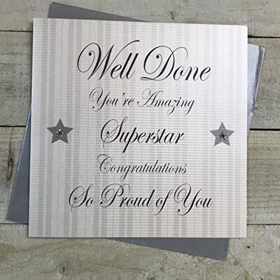 White Cotton Cards Code xpd21 groß Well Done You 're Amazing Superstar Congratulations SO Stolz auf sie Hand verziert Well Done Karte White Cotton Cards Code xpd21 groß Well Done You 're Amazing Superstar Congratulations SO Stolz auf sie Hand verziert Well Done Karte