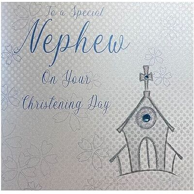 White Cotton Cards "to A Special Nephew On Your Christening Day Karte, handgefertigt, Weiß White Cotton Cards "to A Special Nephew On Your Christening Day Karte, handgefertigt, Weiß