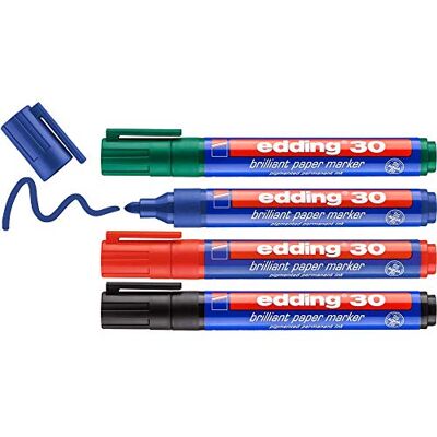 Edding 30 brilantních značkovačů barevné barvy 4 permanentní značkovače voděodolné kulatý hrot 1,5-3 mm zářivé barvy značení odolné vůči světlu na papír, karton, plast, kov nebo sklo Edding 30 brilantních značkovačů barevné barvy 4 permanentní značkovače voděodolné kulatý hrot 1,5-3 mm zářivé barvy značení odolné vůči světlu na papír, karton, plast, kov nebo sklo