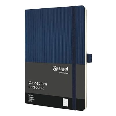 Sigel Conceptum Premium poznámkový blok A5 čtverečkovaný modrý měkký obal CO326, 194 očíslovaných stran s obsahem, skládací kapsou a poutkem na tužku Sigel Conceptum Premium poznámkový blok A5 čtverečkovaný modrý měkký obal CO326, 194 očíslovaných stran s obsahem, skládací kapsou a poutkem na tužku