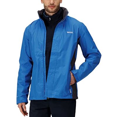 Regatta Pánská matná Chaqueta Impermeable Con Capucha Oculta, Forrada De Malla, Para Exteriores vodotěsná skořepinová bunda, OxfdBlu/Iron, M EU Regatta Pánská matná Chaqueta Impermeable Con Capucha Oculta, Forrada De Malla, Para Exteriores vodotěsná skořepinová bunda, OxfdBlu/Iron, M EU