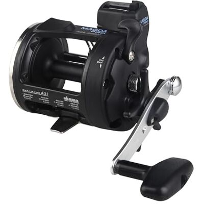 Okuma Magda Pro Schnurzähler Levelwind Trollingrolle, klein, Schwarz/Silber, MA-15DX Okuma Magda Pro Schnurzähler Levelwind Trollingrolle, klein, Schwarz/Silber, MA-15DX