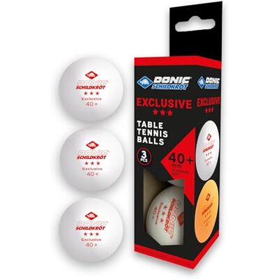 Schildkröt Donic- Míč na stolní tenis Exclusive 3-hvězdičkový, kvalita Poly 40+, pro pokročilé volnočasové hry a intenzivní trénink, bílý, oranžový nebo v mixu barev, 6 ks / 3 ks. Schildkröt Donic- Míč na stolní tenis Exclusive 3-hvězdičkový, kvalita Poly 40+, pro pokročilé volnočasové hry a intenzivní trénink, bílý, oranžový nebo v mixu barev, 6 ks / 3 ks.
