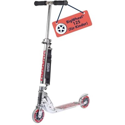 HUDORA BigWheel 125 Scooter I Bezpečná a kvalitní hliníková koloběžka pro děti I výškově nastavitelná a skládací městská koloběžka až do 100 kg I stabilní koloběžka s popruhem stříbrná HUDORA BigWheel 125 Scooter I Bezpečná a kvalitní hliníková koloběžka pro děti I výškově nastavitelná a skládací městská koloběžka až do 100 kg I stabilní koloběžka s popruhem stříbrná