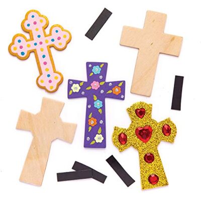 Baker Ross Holzmagneten „Kreuz“ (10 Stück) – Bastelidee zu Ostern für Kinder zum Verzieren und als Dekoidee Baker Ross Holzmagneten „Kreuz“ (10 Stück) – Bastelidee zu Ostern für Kinder zum Verzieren und als Dekoidee