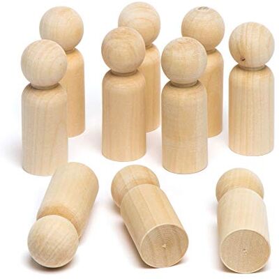Baker Ross - Blanko - dřevěné figurky - 7 cm vysoké - 10 ks Baker Ross - Blanko - dřevěné figurky - 7 cm vysoké - 10 ks