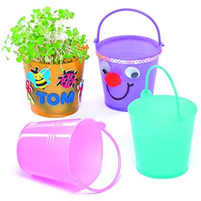 Baker Ross EF662 Mini-Plastikeimer für Kinder zum Dekorieren und Spielen Garten und Natur (6 Stück) Baker Ross EF662 Mini-Plastikeimer für Kinder zum Dekorieren und Spielen Garten und Natur (6 Stück)