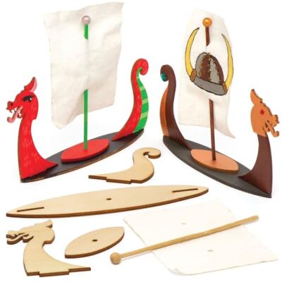 Baker Ross AW671 sada vikingských člunů, dřevo, 3 kusy Baker Ross AW671 sada vikingských člunů, dřevo, 3 kusy