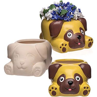 Baker Ross AW107 Květináče Mops z keramiky pro děti k dekoraci, přizpůsobení a obdarování, 2 kusy Baker Ross AW107 Květináče Mops z keramiky pro děti k dekoraci, přizpůsobení a obdarování, 2 kusy