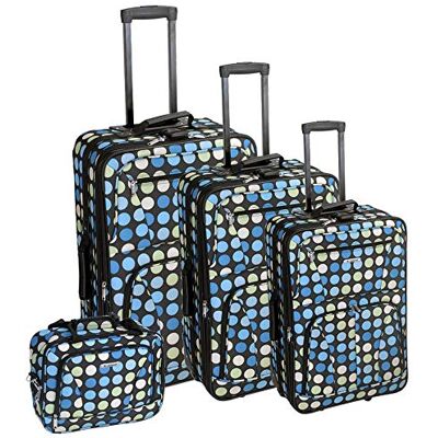Rockland Polka Softside sada zavazadel, Vícebarevné modré body, Polka Fashion Softside sada rozšiřitelných vzpřímených zavazadel Rockland Polka Softside sada zavazadel, Vícebarevné modré body, Polka Fashion Softside sada rozšiřitelných vzpřímených zavazadel