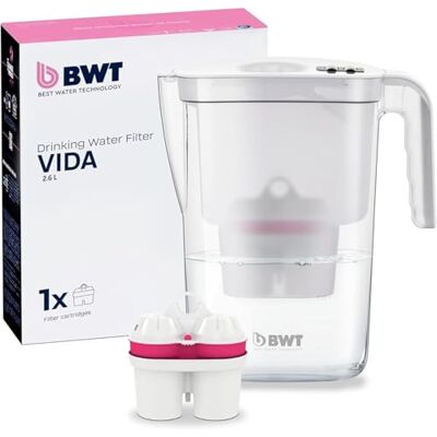 BWT Vodní filtr Vida 2,6 l bílý vč. 1 filtrační kartuše hořčíku Kartuše s vodním filtrem Filtruje vápno, chlór, olovo a měď vodní filtr pitná voda BWT Vodní filtr Vida 2,6 l bílý vč. 1 filtrační kartuše hořčíku Kartuše s vodním filtrem Filtruje vápno, chlór, olovo a měď vodní filtr pitná voda