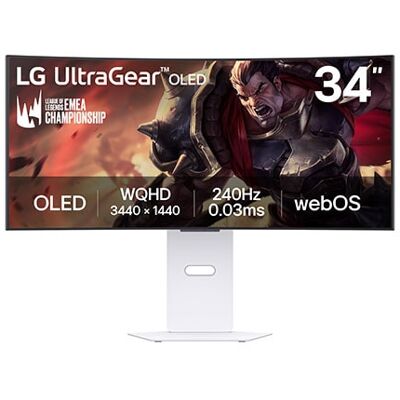 34" zakřivený chytrý herní monitor LG UltraGear™ OLED 240Hz WQHD - webOS, 0.03ms (GtG), 240Hz, DisplayHDR True Black 400 34GX90SA-W 34" zakřivený chytrý herní monitor LG UltraGear™ OLED 240Hz WQHD - webOS, 0.03ms (GtG), 240Hz, DisplayHDR True Black 400 34GX90SA-W