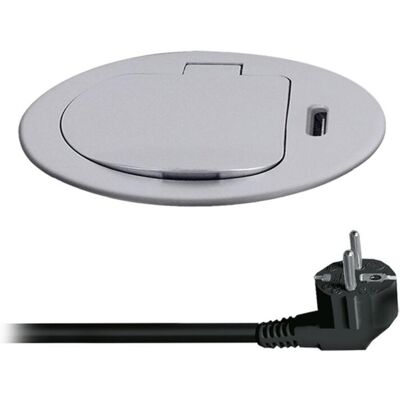 Vestavná zásuvka Solight 1x230V Usb-c Pd 20W 2m kabel stříbrná Vestavná zásuvka Solight 1x230V Usb-c Pd 20W 2m kabel stříbrná