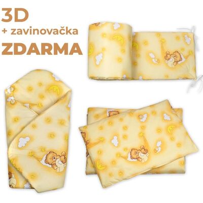 3D Mantinel s povlečením zavinovačka zdarma Medvídek krémový 135 3D Mantinel s povlečením zavinovačka zdarma Medvídek krémový 135