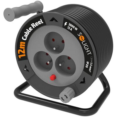 Prodlužovací přívod na bubnu Solight 12 m 3 zásuvky 3x15mm2 PB24 Prodlužovací přívod na bubnu Solight 12 m 3 zásuvky 3x15mm2 PB24