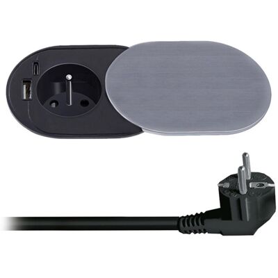 Vestavná zásuvka Solight 1x230V Usb Ac Pd 20W posuvné víčko 2m Vestavná zásuvka Solight 1x230V Usb Ac Pd 20W posuvné víčko 2m