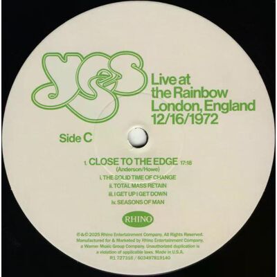 Yes - Live At The Rainbow London England 12/16/1972 Lp Vinyl Yes - Live At The Rainbow London England 12/16/1972 Lp Vinyl