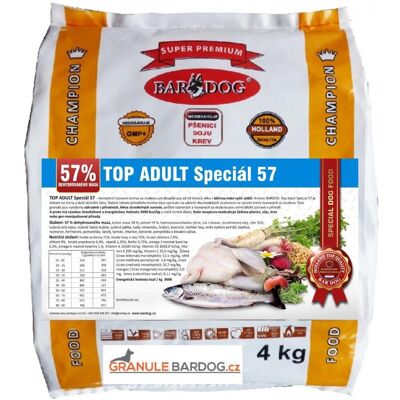 Granule Bardog Lisované granule BARDOG TOP ADULT Speciál 57 - 4 kg Granule Bardog Lisované granule BARDOG TOP ADULT Speciál 57 - 4 kg