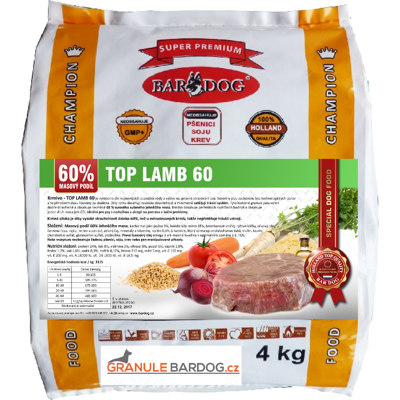 Granule Bardog Lisované granule za studena Top Lamb 60 - 4 kg Granule Bardog Lisované granule za studena Top Lamb 60 - 4 kg