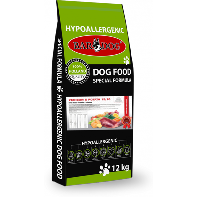 Granule Bardog Hypoalergenní granule Venison Potato 19/10 - 12 kg Granule Bardog Hypoalergenní granule Venison Potato 19/10 - 12 kg