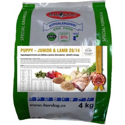 Granule Bardog Hypoalergenní granule Puppy Junior Lamb 26/14 - 4 kg Granule Bardog Hypoalergenní granule Puppy Junior Lamb 26/14 - 4 kg