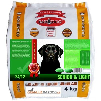 Bardog Super prémiové granule Senior light 24/12 - 4 kg Bardog Super prémiové granule Senior light 24/12 - 4 kg