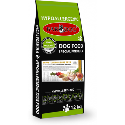 Granule Bardog Hypoalergenní granule Puppy Junior Lamb 26/14 - 12 kg Granule Bardog Hypoalergenní granule Puppy Junior Lamb 26/14 - 12 kg