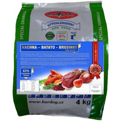 Bardog Lisované granule Kachna Batato Brusinky 4 kg Bardog Lisované granule Kachna Batato Brusinky 4 kg