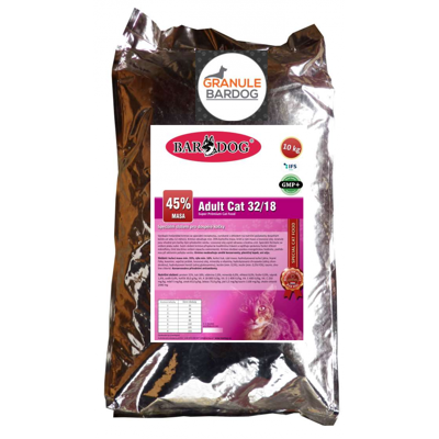 Granule Bardog Super prémiové krmivo pro kočky Cat Adult 32/18 - 10 kg Granule Bardog Super prémiové krmivo pro kočky Cat Adult 32/18 - 10 kg