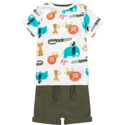 Chlapecký set - košile a kraťasy, Minoti, Planet 7, khaki - 68/74 6-9m Chlapecký set - košile a kraťasy, Minoti, Planet 7, khaki - 68/74 6-9m