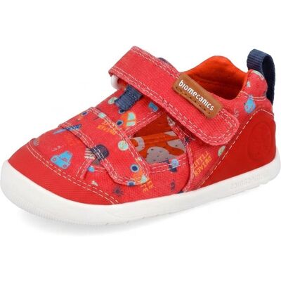 Dívčí barefoot sandály LONA ESTAMPADA ROJO Biomecanics 262197-B204 - 25 Dívčí barefoot sandály LONA ESTAMPADA ROJO Biomecanics 262197-B204 - 25