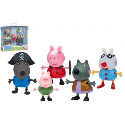 Teddies Prasátko Peppa/Peppa Pig plast set 5 figurek v maškarních šatech v krabičce 16x15x4,5cm Teddies Prasátko Peppa/Peppa Pig plast set 5 figurek v maškarních šatech v krabičce 16x15x4,5cm
