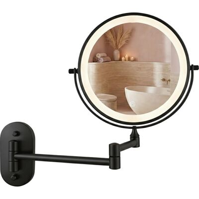 Rea Glow, kosmetické LED zrcadlo nástěnné 20 cm, černá matná, HOM-70000 Rea Glow, kosmetické LED zrcadlo nástěnné 20 cm, černá matná, HOM-70000