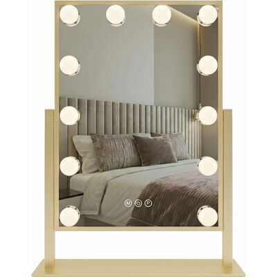 Rea Hollywood, LED zrcadlo, 30x40 cm, zlatá lesklá, HOM-01804 Rea Hollywood, LED zrcadlo, 30x40 cm, zlatá lesklá, HOM-01804