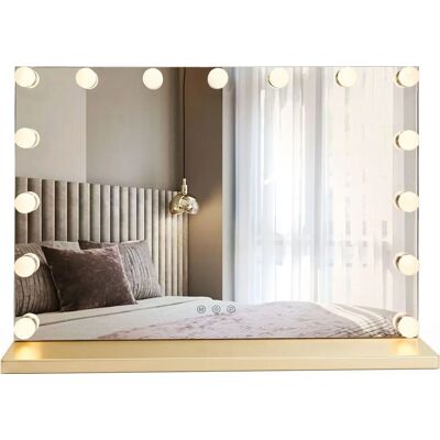 Rea Hollywood, LED zrcadlo, 58x45 cm, zlatá lesklá, HOM-12012 Rea Hollywood, LED zrcadlo, 58x45 cm, zlatá lesklá, HOM-12012