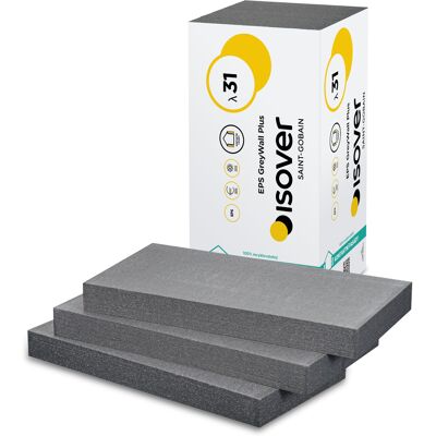 Tepelná izolace Isover EPS GreyWall Plus 40 mm (6 m2/bal.) Tepelná izolace Isover EPS GreyWall Plus 40 mm (6 m2/bal.)