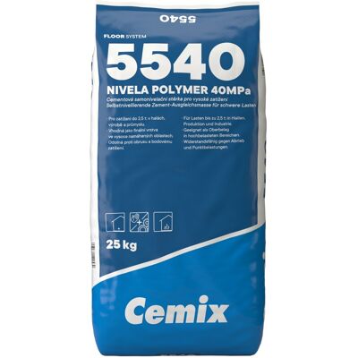 Stěrka samonivelační 40 MPa Cemix 5540 Nivela Polymer 25 kg Stěrka samonivelační 40 MPa Cemix 5540 Nivela Polymer 25 kg