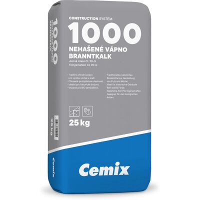 Vápno bílé nehašené Cemix 1000 CL 90-Q 25 kg Vápno bílé nehašené Cemix 1000 CL 90-Q 25 kg