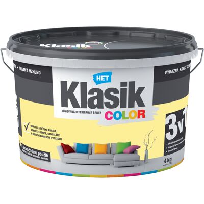 Malba interiérová HET Klasik Color žlutý zázvorový 4 kg Malba interiérová HET Klasik Color žlutý zázvorový 4 kg