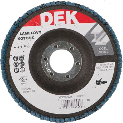Kotouč brusný lamelový DEK 115×22,23 mm 40 Kotouč brusný lamelový DEK 115×22,23 mm 40