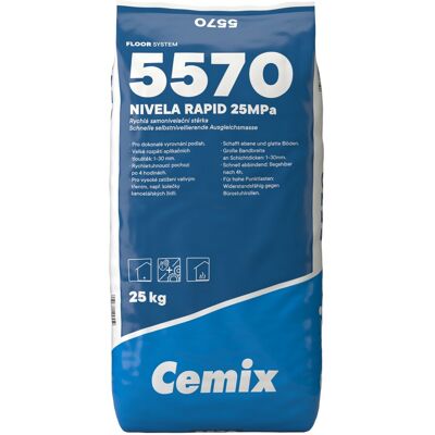 Stěrka samonivelační 25 MPa Cemix 5570 Nivela Rapid 25 kg Stěrka samonivelační 25 MPa Cemix 5570 Nivela Rapid 25 kg