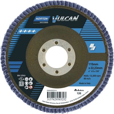 Kotouč brusný lamelový Norton Vulcan R842 115×22,23 mm 120 Kotouč brusný lamelový Norton Vulcan R842 115×22,23 mm 120