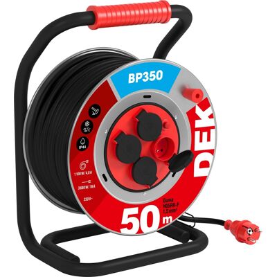 Kabel prodlužovací gumový na bubnu DEK BP350 50 m 1,5 mm2 IP 44 Kabel prodlužovací gumový na bubnu DEK BP350 50 m 1,5 mm2 IP 44