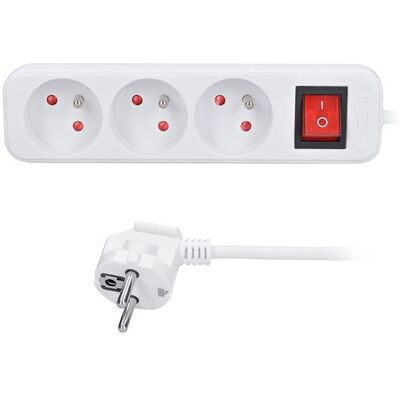 Kabel prodlužovací s vypínačem 4zásuvka Solight 3 m 1 mm2 IP 20 Kabel prodlužovací s vypínačem 4zásuvka Solight 3 m 1 mm2 IP 20