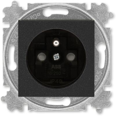 Zásuvka 230 V jednonásobná ABB Levit IP 40 onyx/kouřová černá Zásuvka 230 V jednonásobná ABB Levit IP 40 onyx/kouřová černá