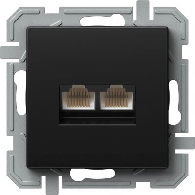 Zásuvka datová TEM Logiq CAT5E 2× RJ45 černá Zásuvka datová TEM Logiq CAT5E 2× RJ45 černá