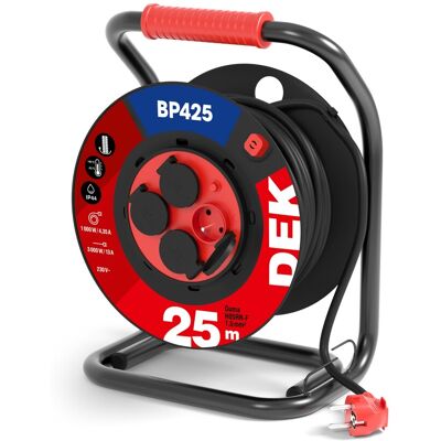 Kabel prodlužovací gumový na bubnu s pevným středem DEK BP425 25 m 1,5 mm2 IP 44 Kabel prodlužovací gumový na bubnu s pevným středem DEK BP425 25 m 1,5 mm2 IP 44