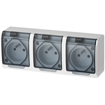 Hermes - Tomada Saliente Tripla IP44 16A 250V - White - 16A 250V - Electrical outlet Hermes - Tomada Saliente Tripla IP44 16A 250V - White - 16A 250V - Electrical outlet