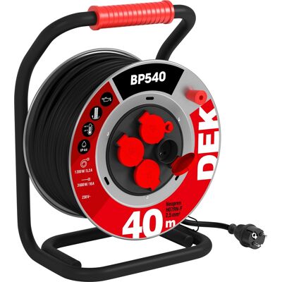 Kabel prodlužovací neoprenový na bubnu DEK BP540 40 m 2,5 mm2 IP 44 Kabel prodlužovací neoprenový na bubnu DEK BP540 40 m 2,5 mm2 IP 44